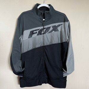 Fox Racing Track Jacket Mens Size Large L Black Full Zip Logo Performance